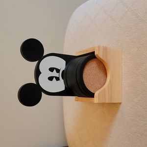 Disney Mickey Mouse Coaster Set with Wooden Holder, 6 Wood Cork Coasters.